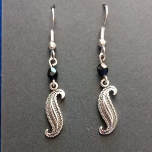 Elegant Sterling Silver and Black Dangle Earrings